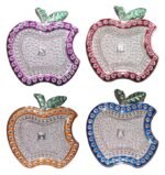 Multipurpose Apple Gift Box Elegant Royal Design Silver Oxidized Plastic Dry Fruit Container Chocolate Mouth Freshener Box Birthday Party, Festival Return Gift (Set of 04 Pcs)